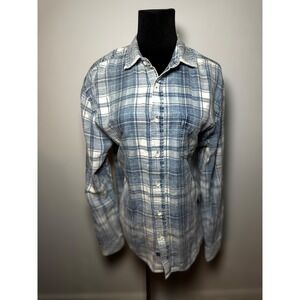 Rails Lennox Plaid Button Down Shirt Blue Navy White‎ Cloud Long Sleeve Mens M